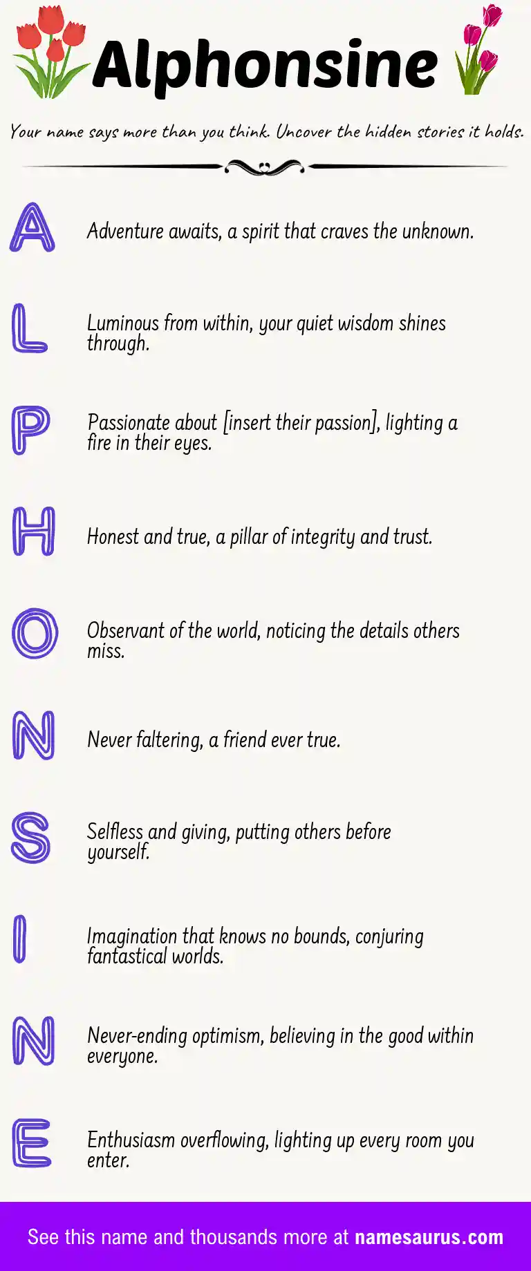 Acrostic poem about Alphonsine.