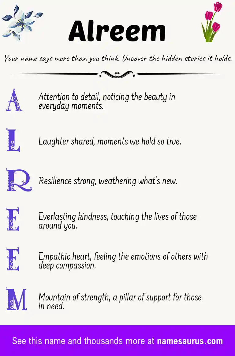 Acrostic poem about Alreem.