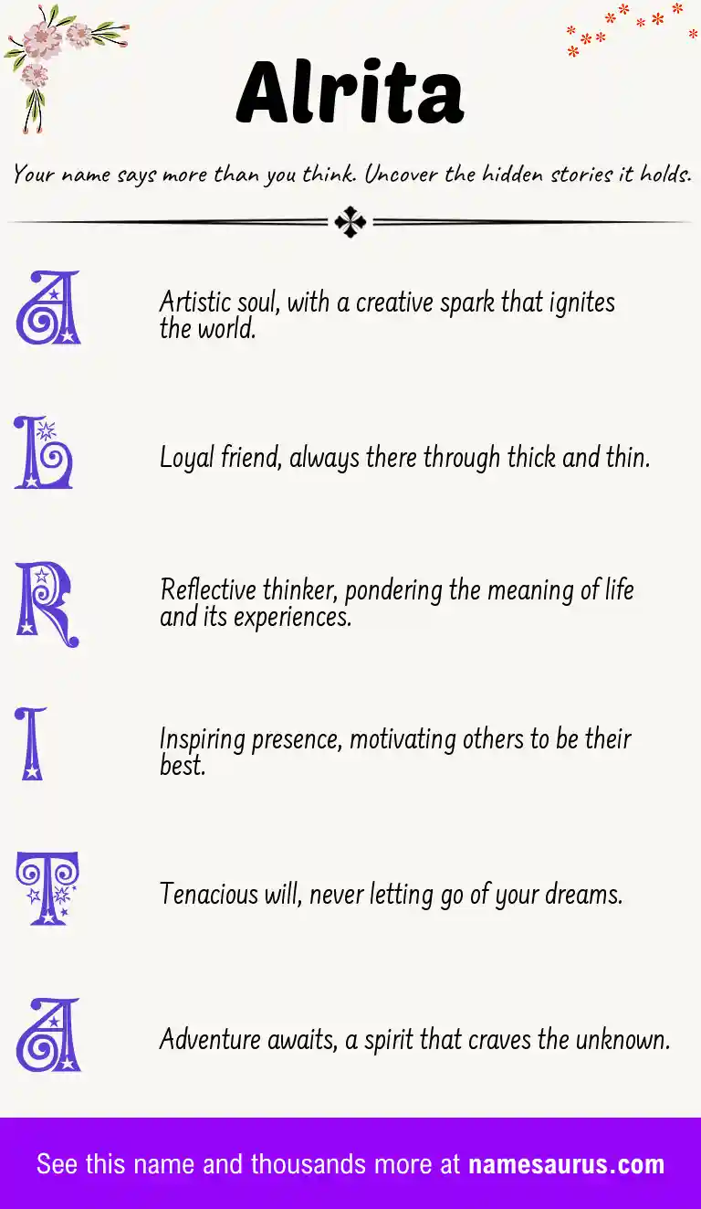 Acrostic poem about Alrita.