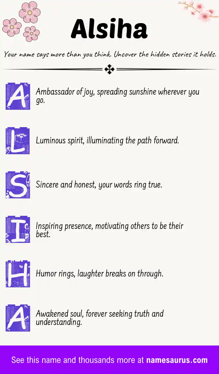Acrostic poem about Alsiha.
