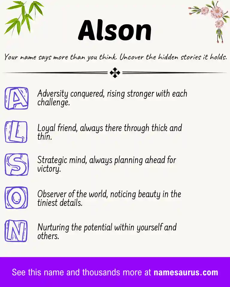 Acrostic poem about Alson.