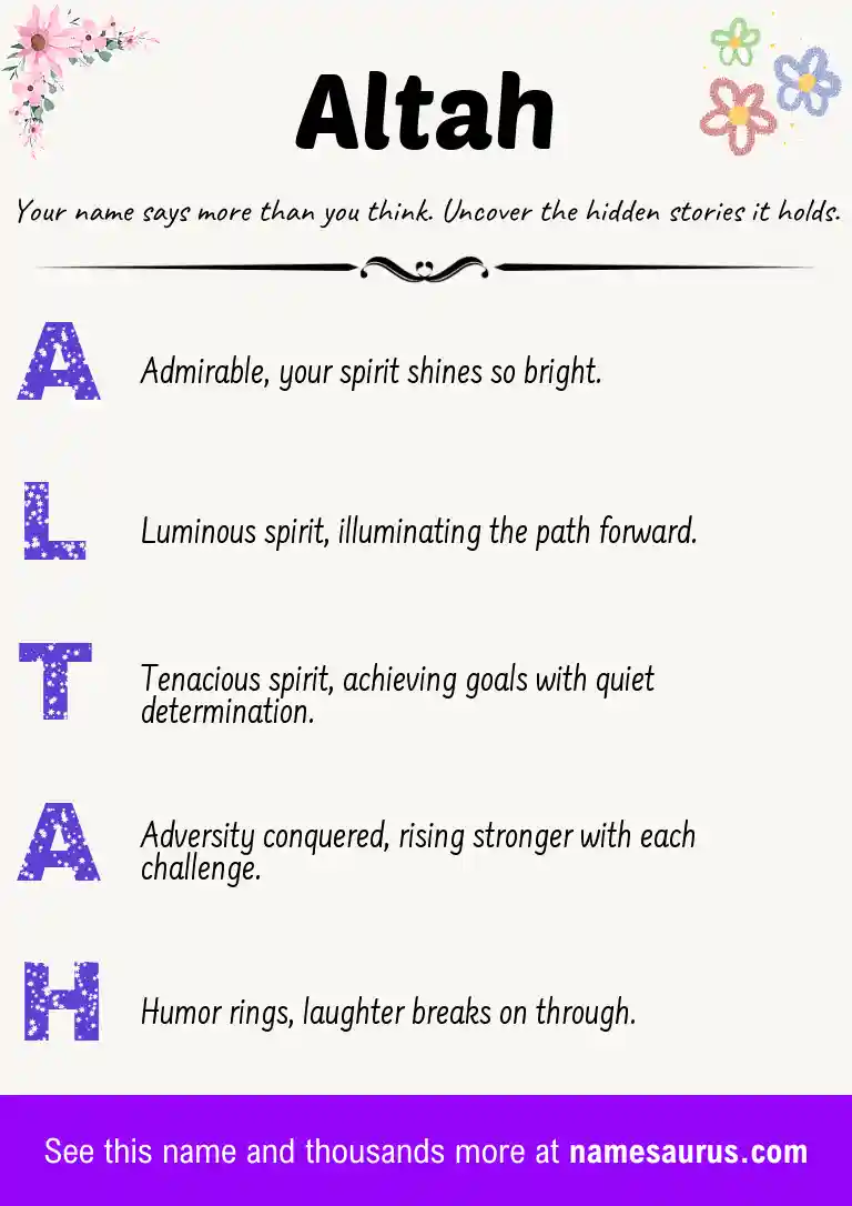 Acrostic poem about Altah.