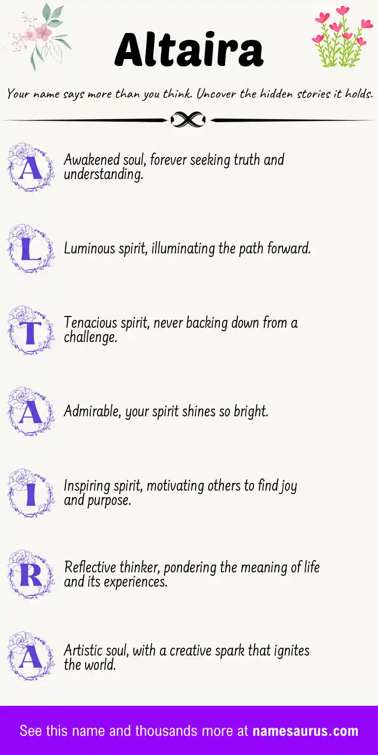 Acrostic poem about Altaira.