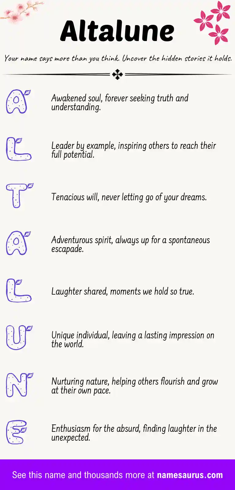 Acrostic poem about Altalune.