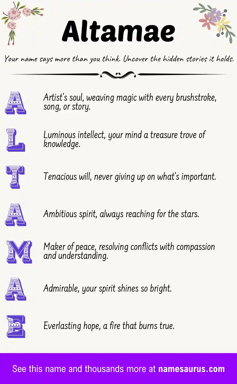 Acrostic poem about Altamae.