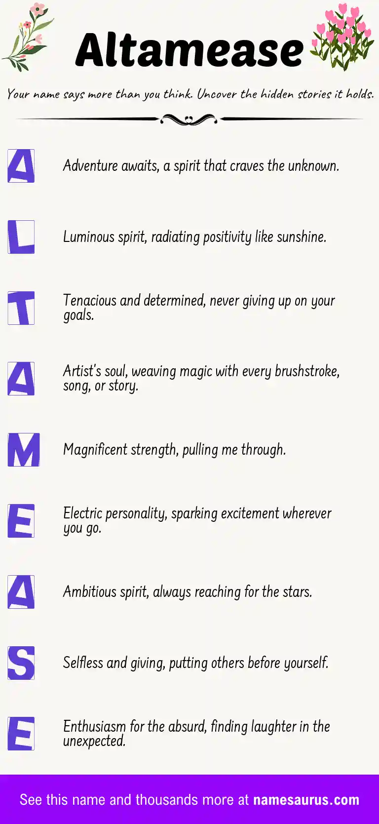 Acrostic poem about Altamease.