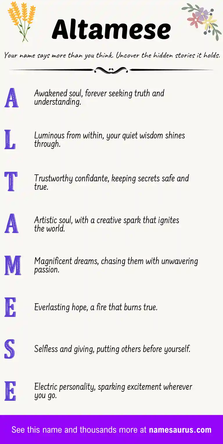 Acrostic poem about Altamese.