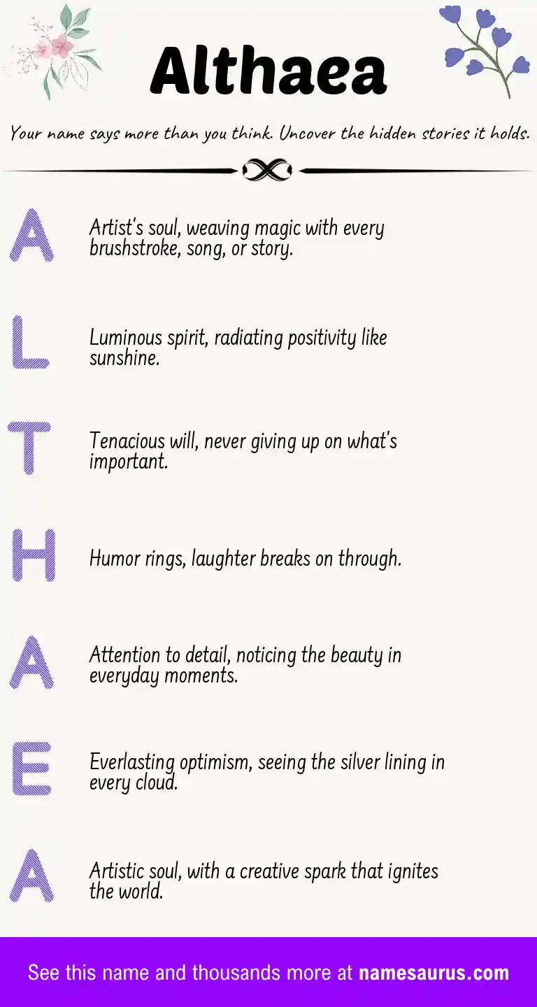 Acrostic poem about Althaea.