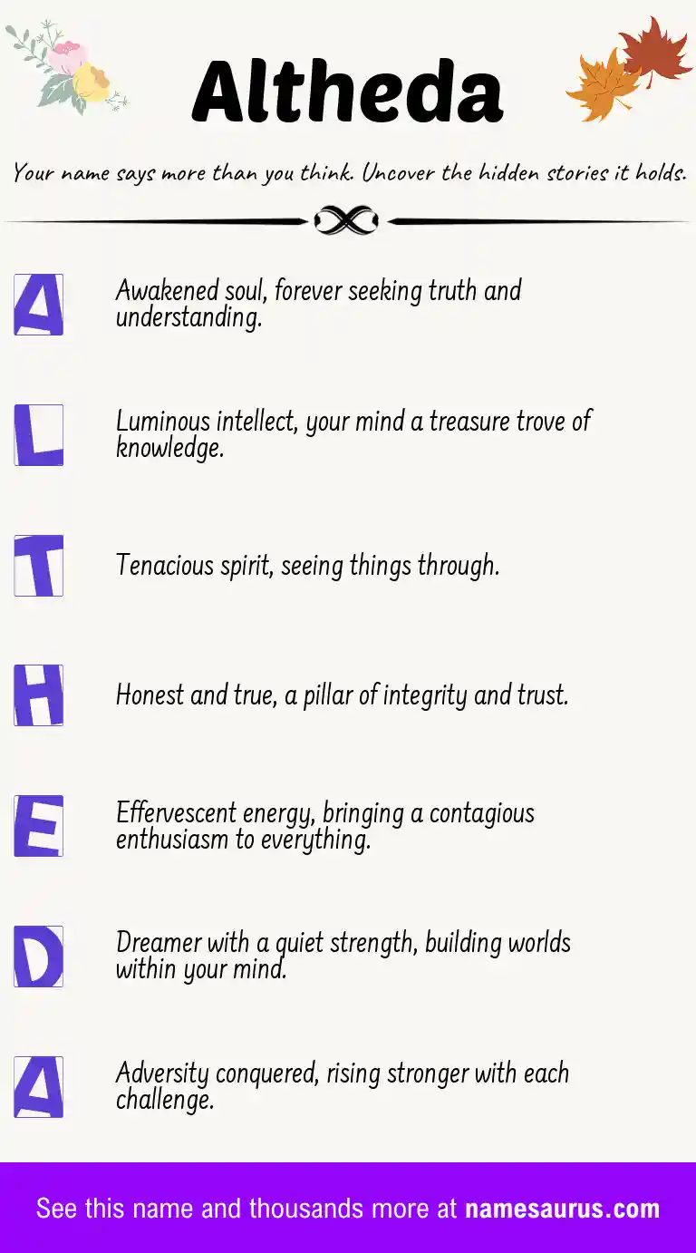 Acrostic poem about Altheda.