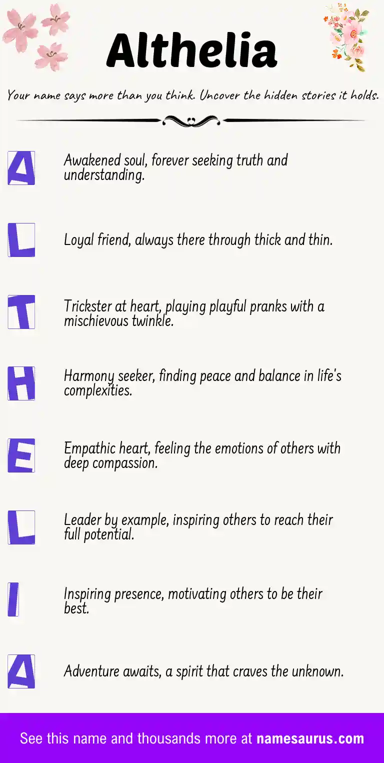 Acrostic poem about Althelia.