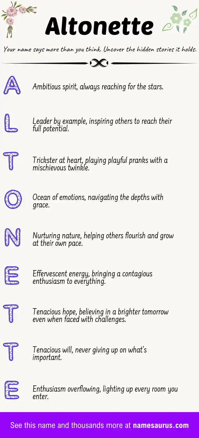 Acrostic poem about Altonette.