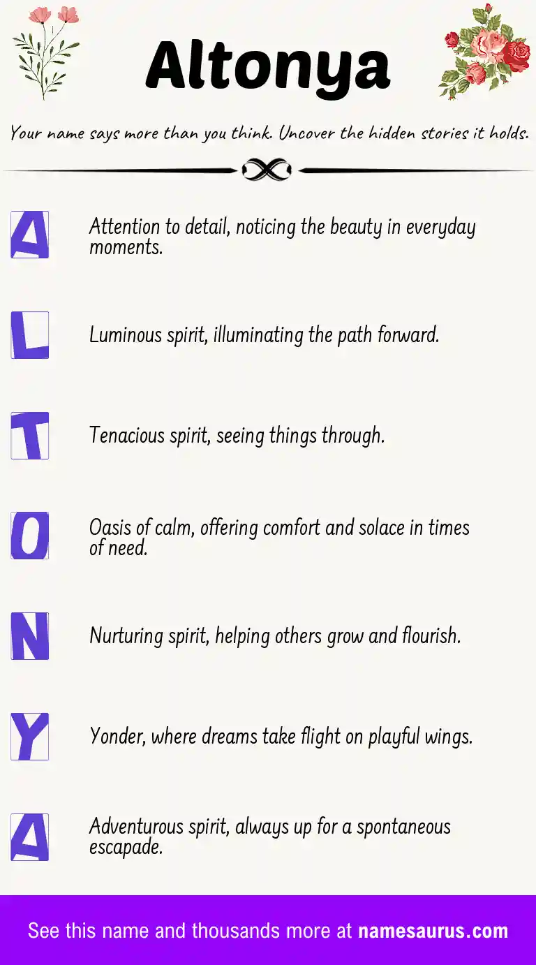 Acrostic poem about Altonya.