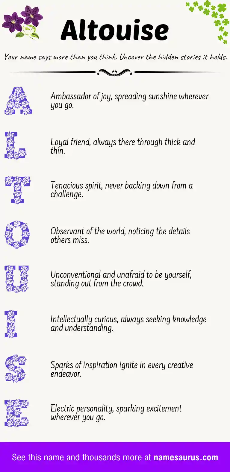 Acrostic poem about Altouise.