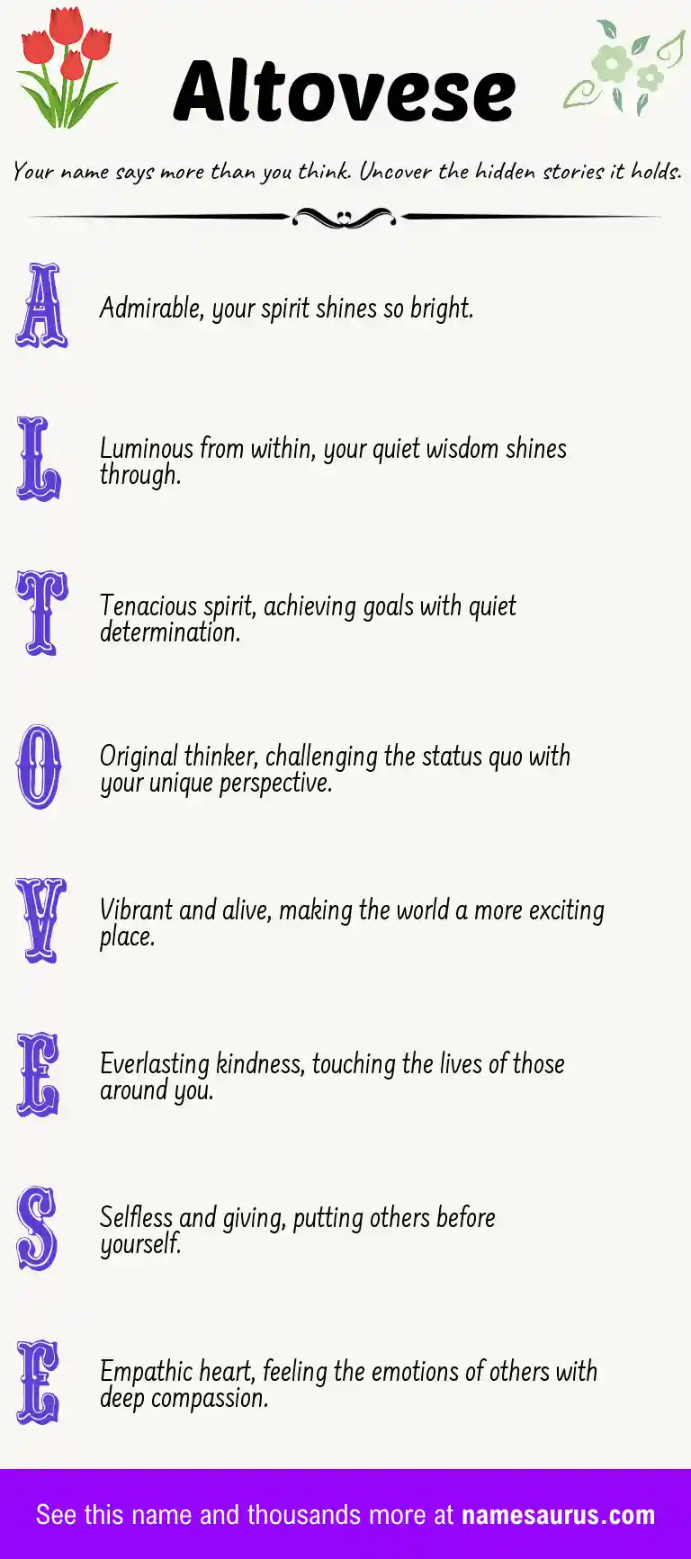Acrostic poem about Altovese.