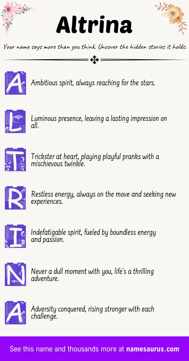 Acrostic poem about Altrina.