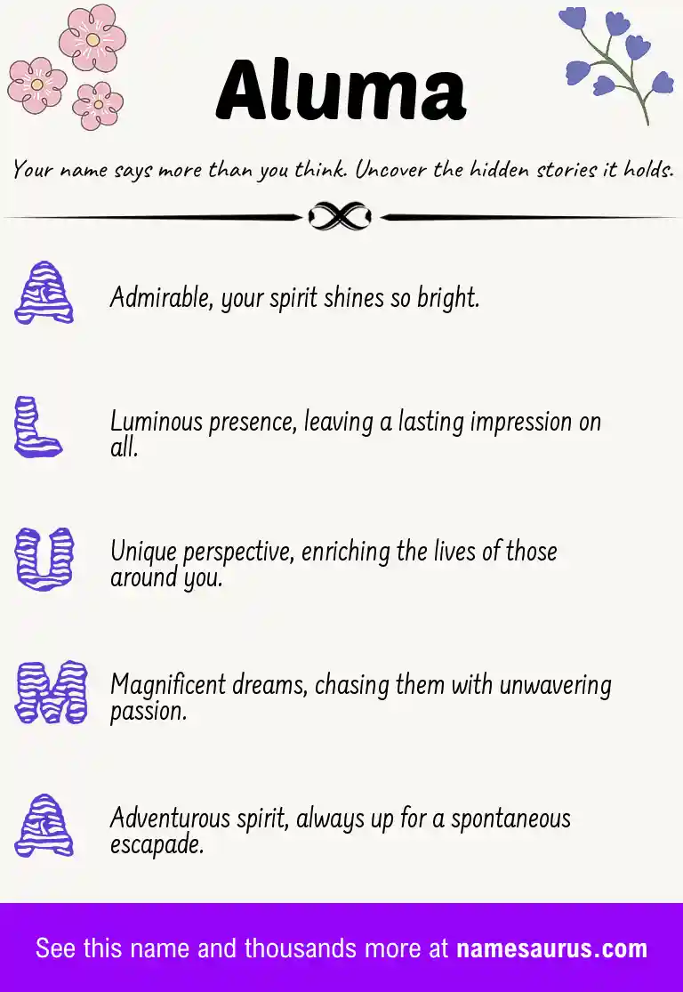 Acrostic poem about Aluma.
