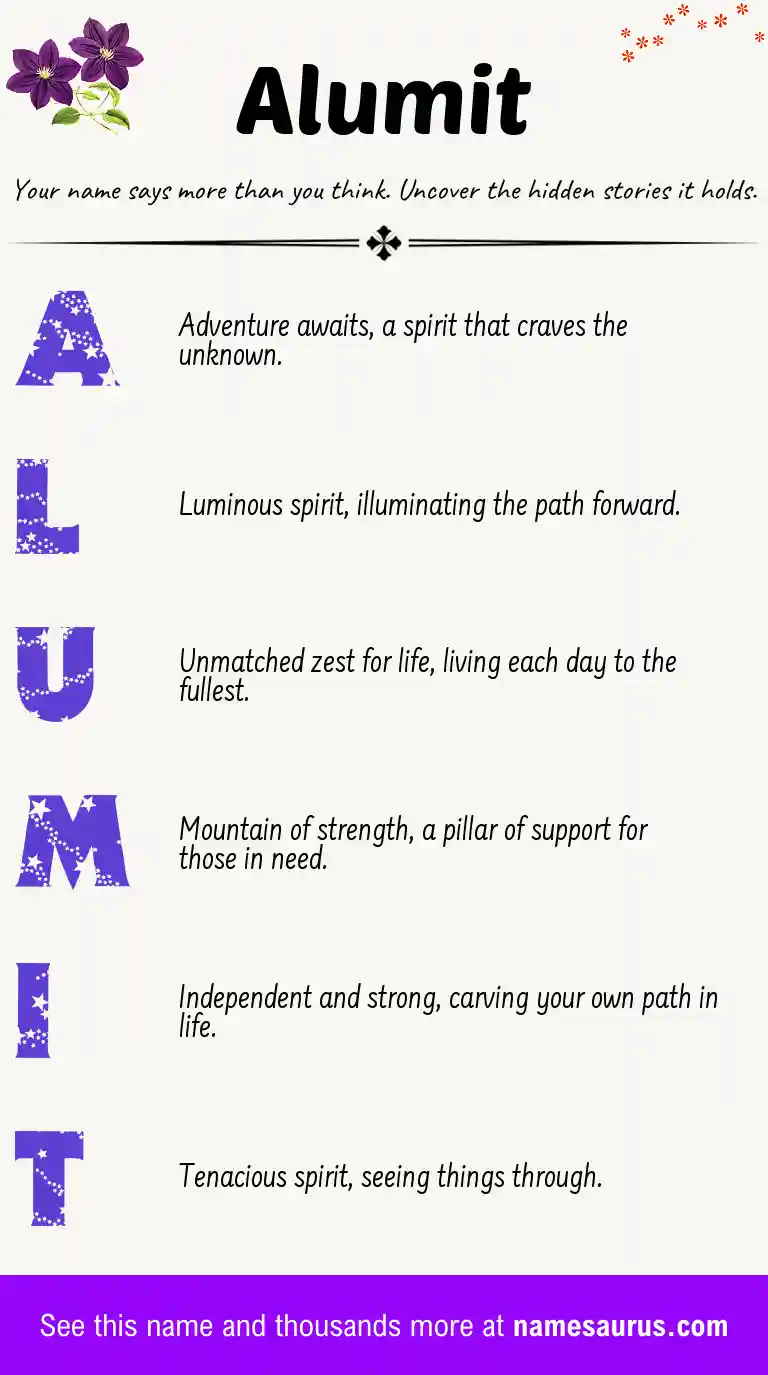 Acrostic poem about Alumit.