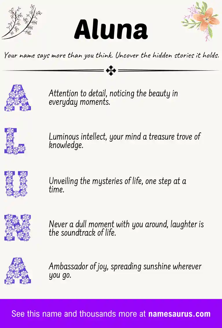 Acrostic poem about Aluna.