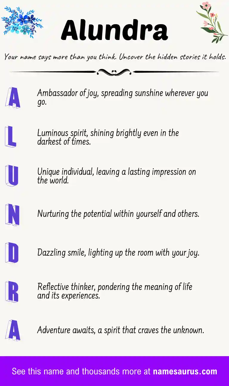 Acrostic poem about Alundra.