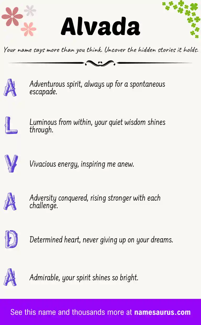 Acrostic poem about Alvada.