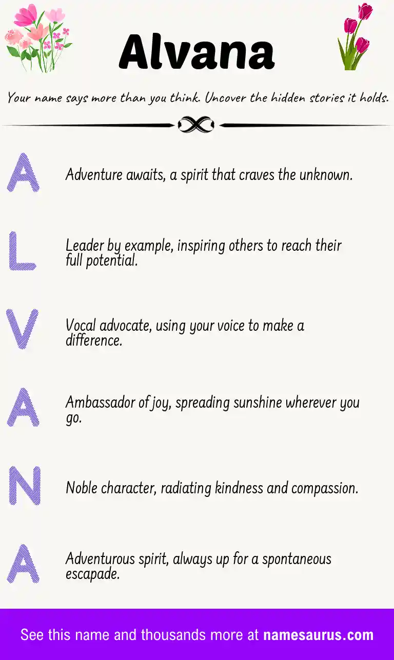 Acrostic poem about Alvana.