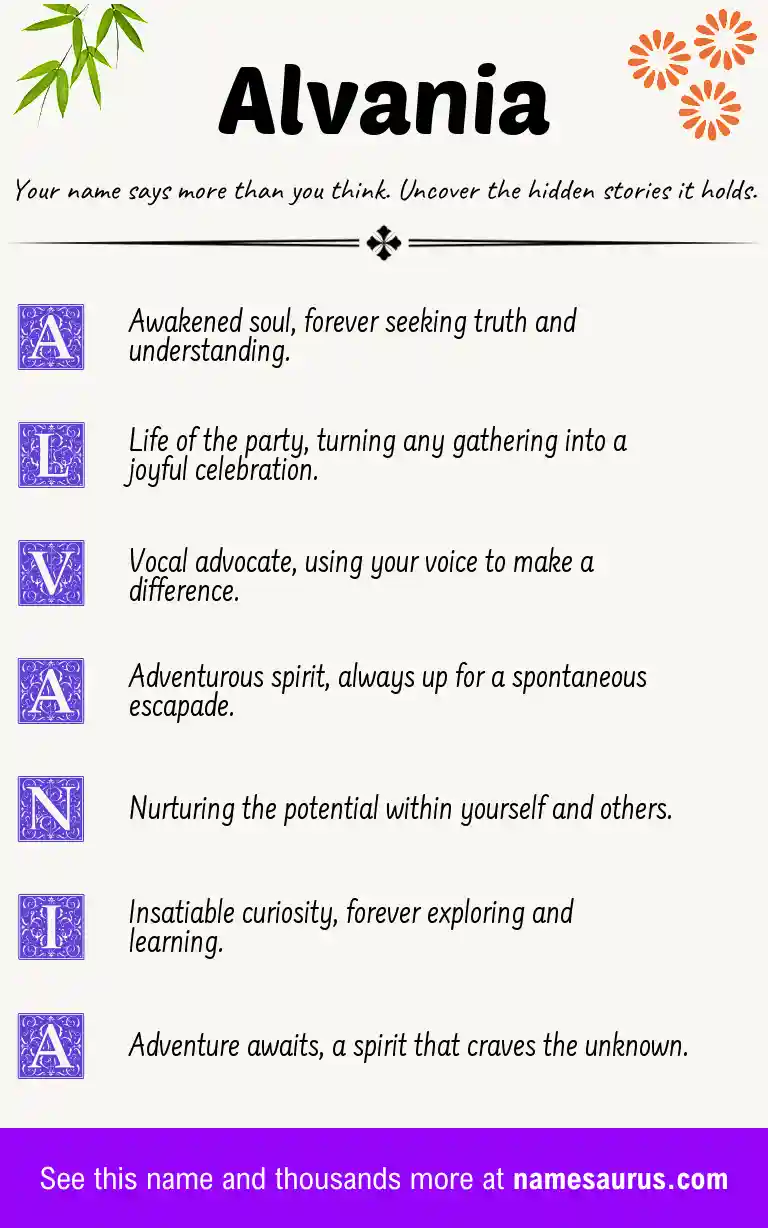 Acrostic poem about Alvania.
