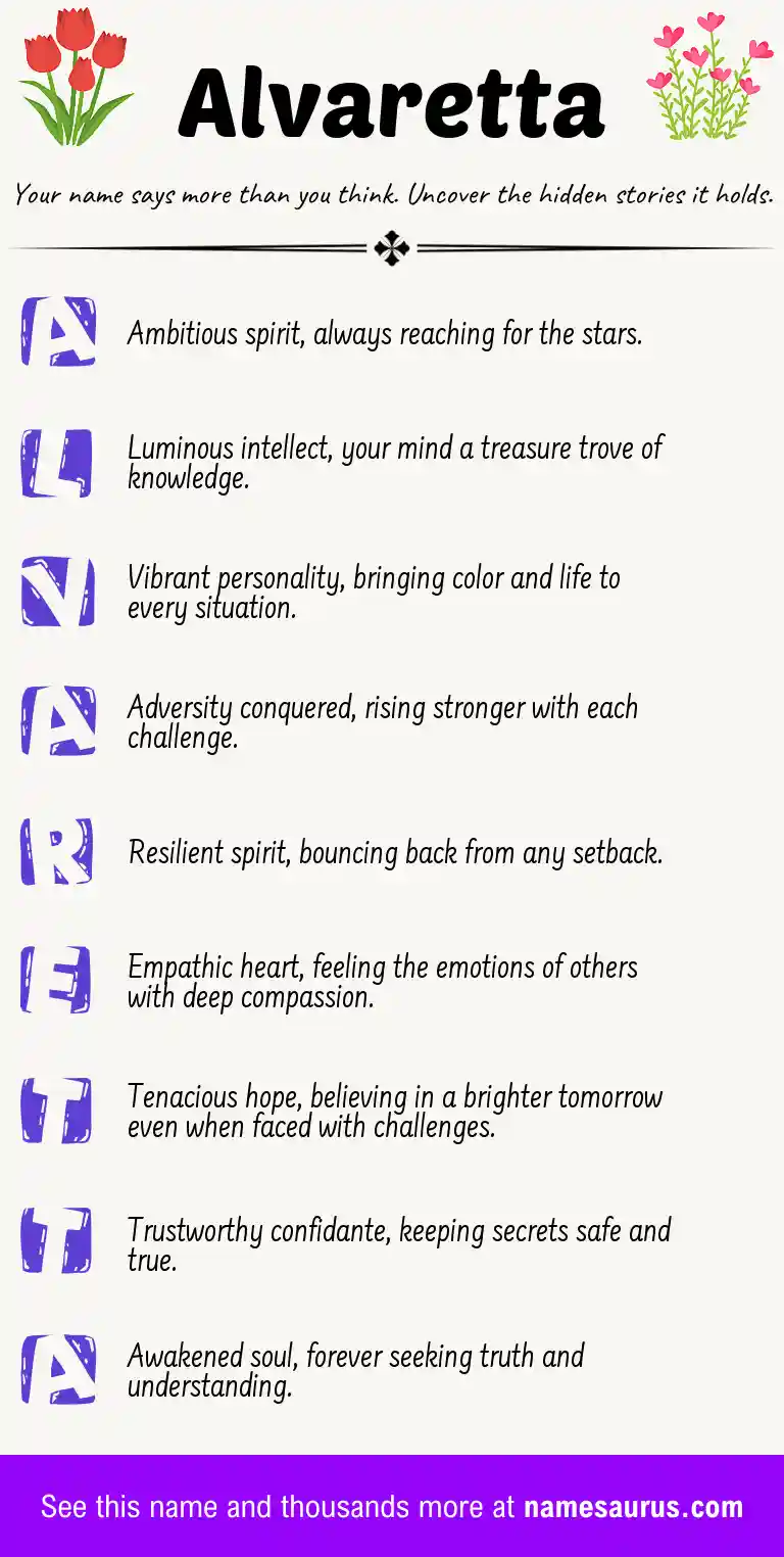 Acrostic poem about Alvaretta.