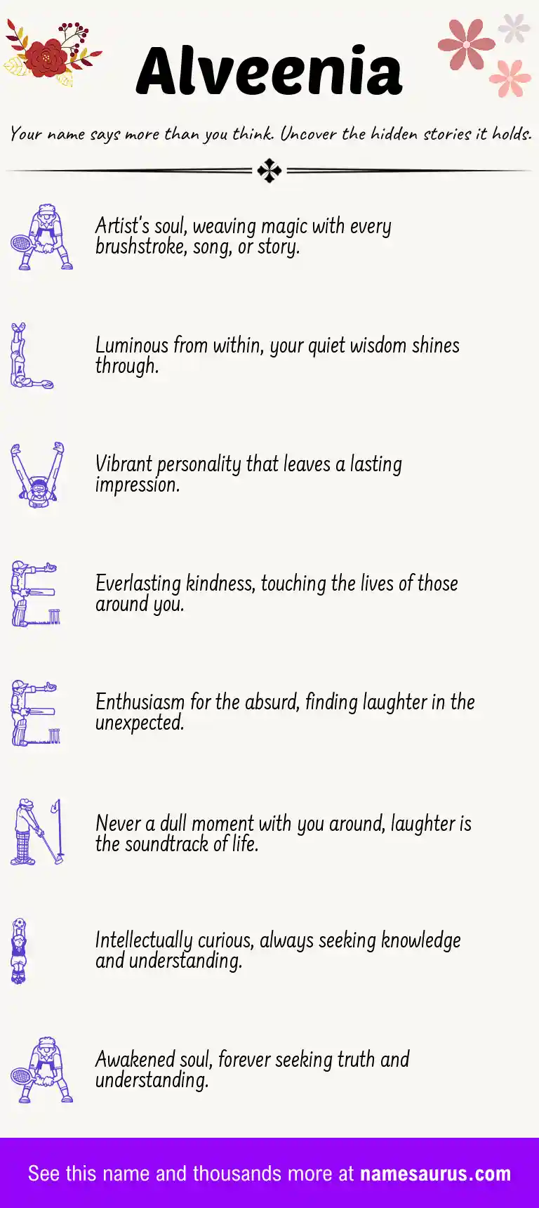 Acrostic poem about Alveenia.