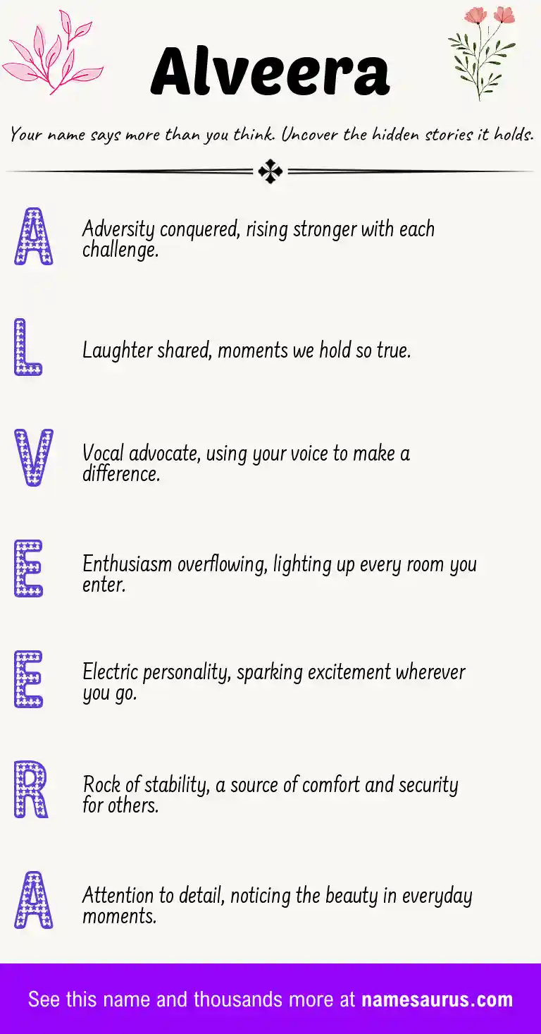 Acrostic poem about Alveera.