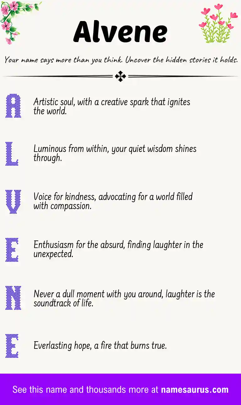 Acrostic poem about Alvene.