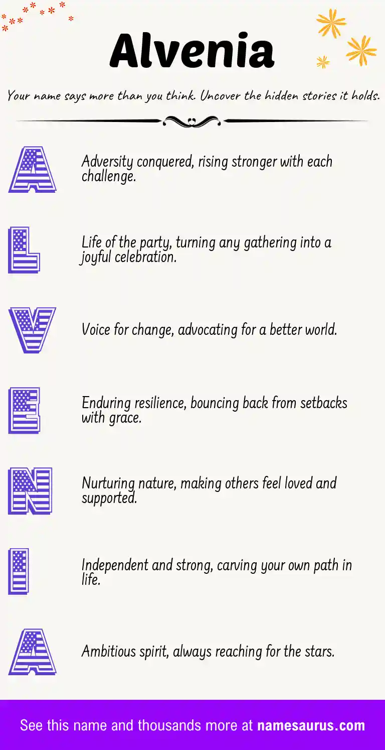 Acrostic poem about Alvenia.
