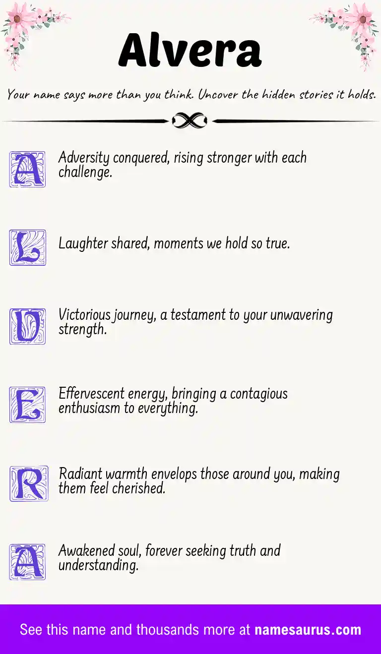 Acrostic poem about Alvera.