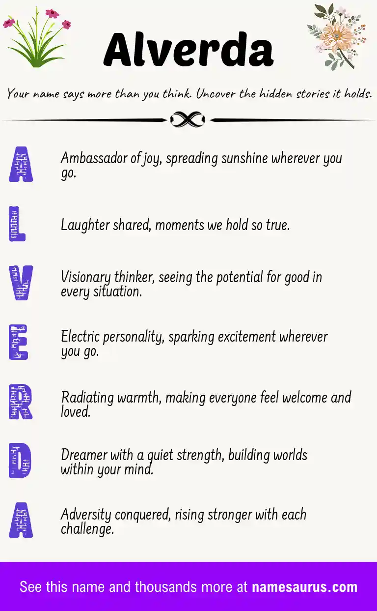 Acrostic poem about Alverda.