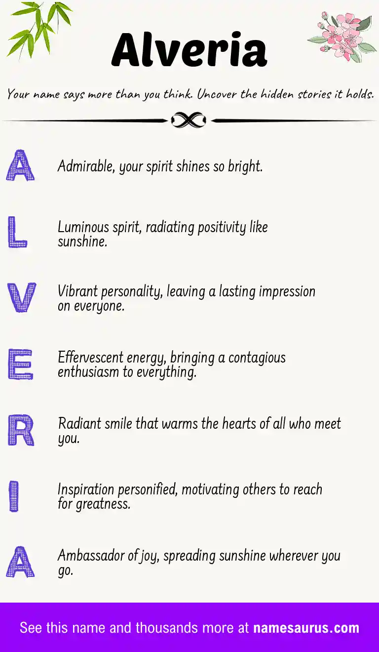 Acrostic poem about Alveria.