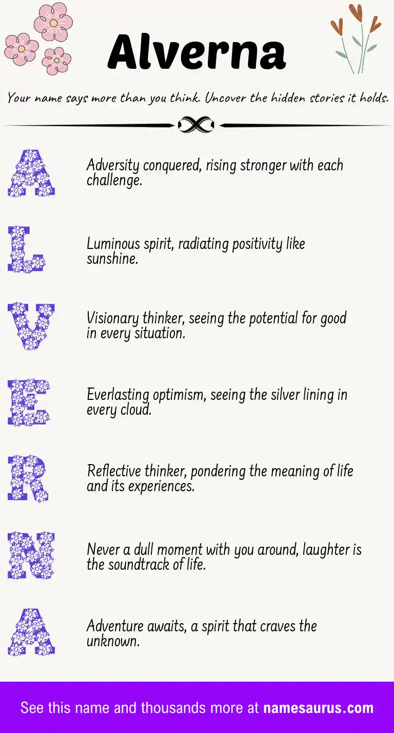 Acrostic poem about Alverna.