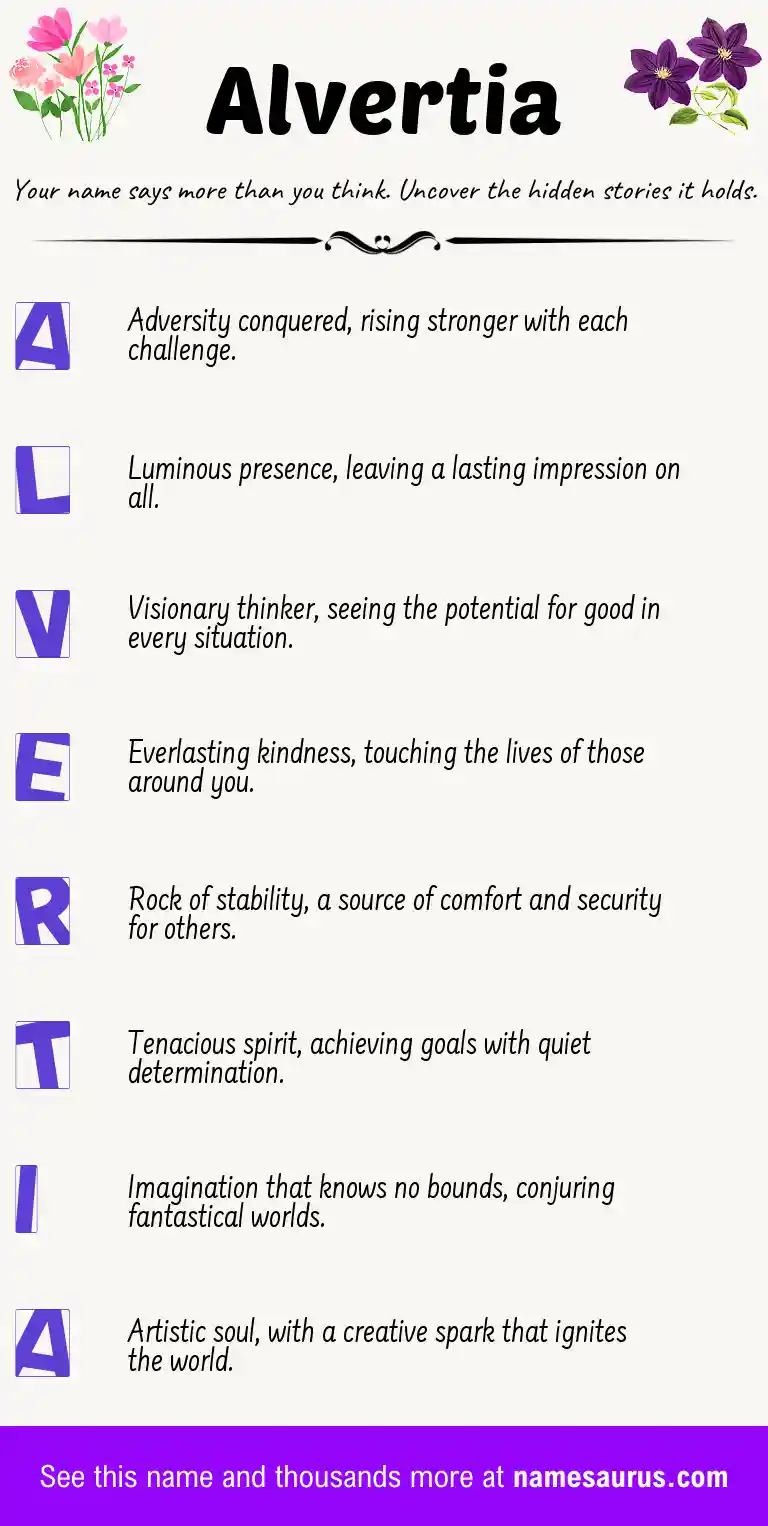 Acrostic poem about Alvertia.