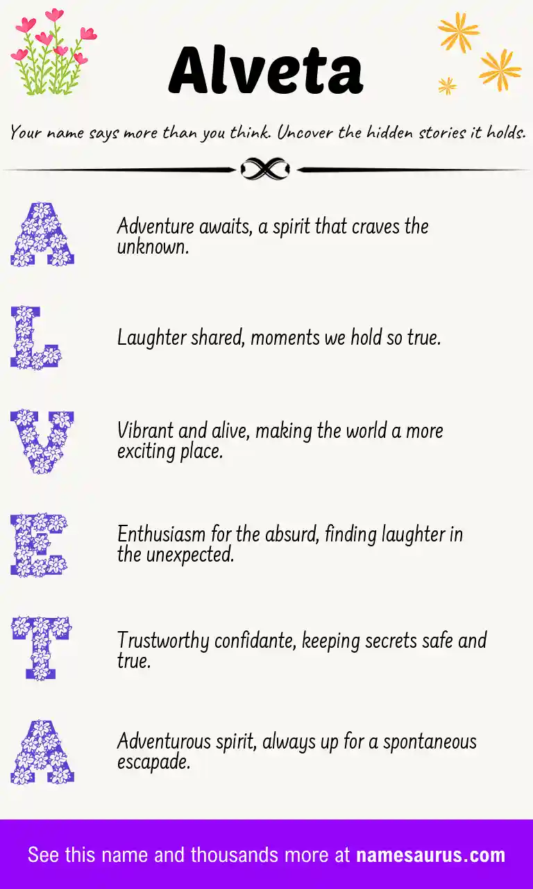 Acrostic poem about Alveta.