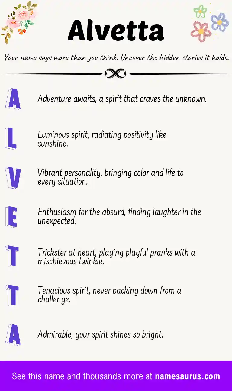 Acrostic poem about Alvetta.