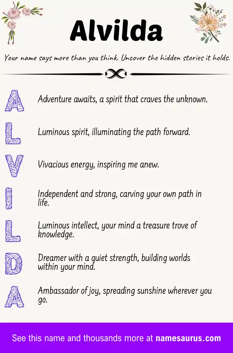 Acrostic poem about Alvilda.