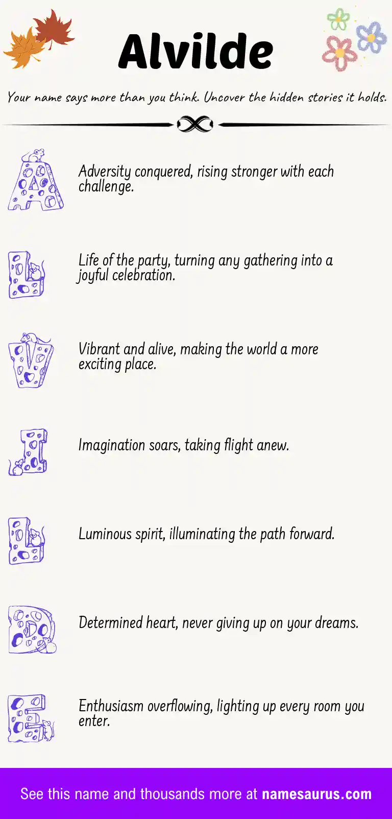 Acrostic poem about Alvilde.