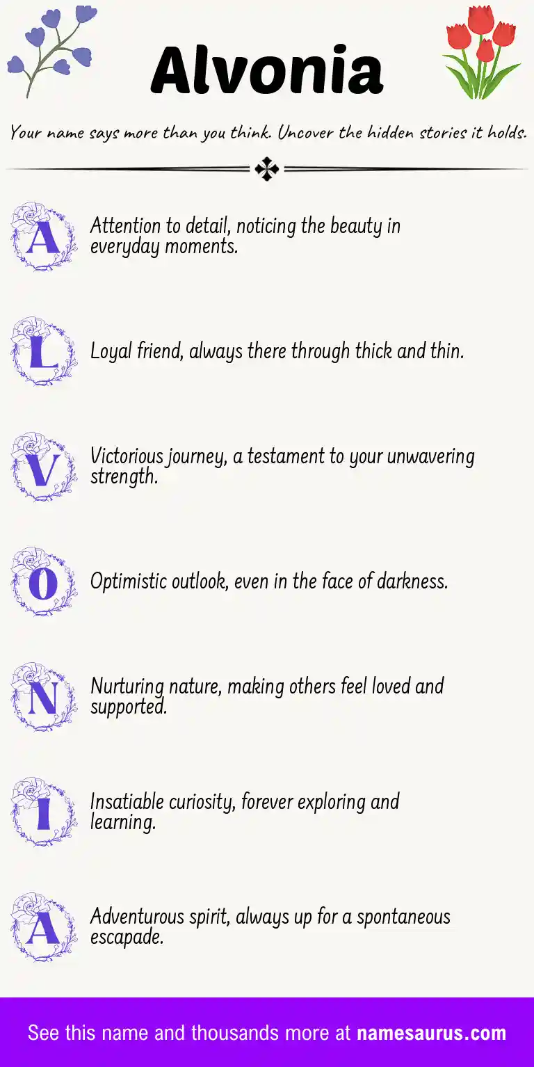 Acrostic poem about Alvonia.