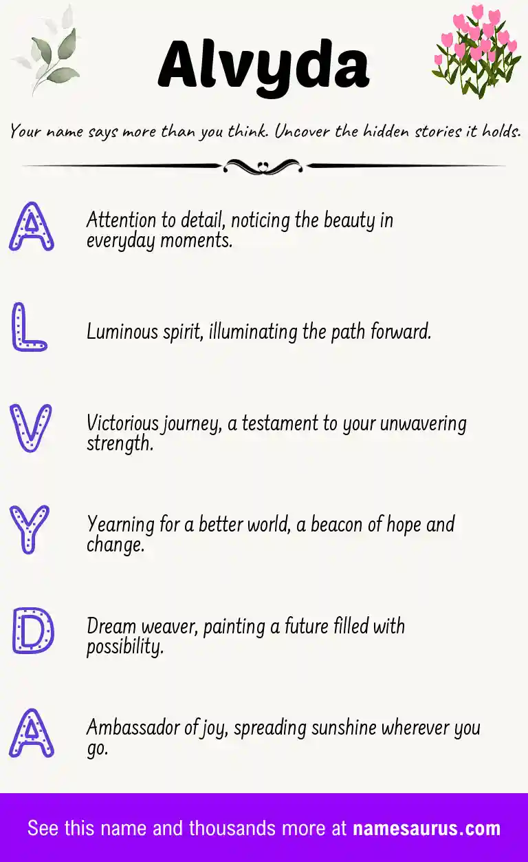 Acrostic poem about Alvyda.