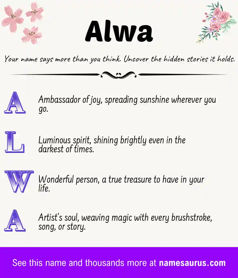 Acrostic poem about Alwa.