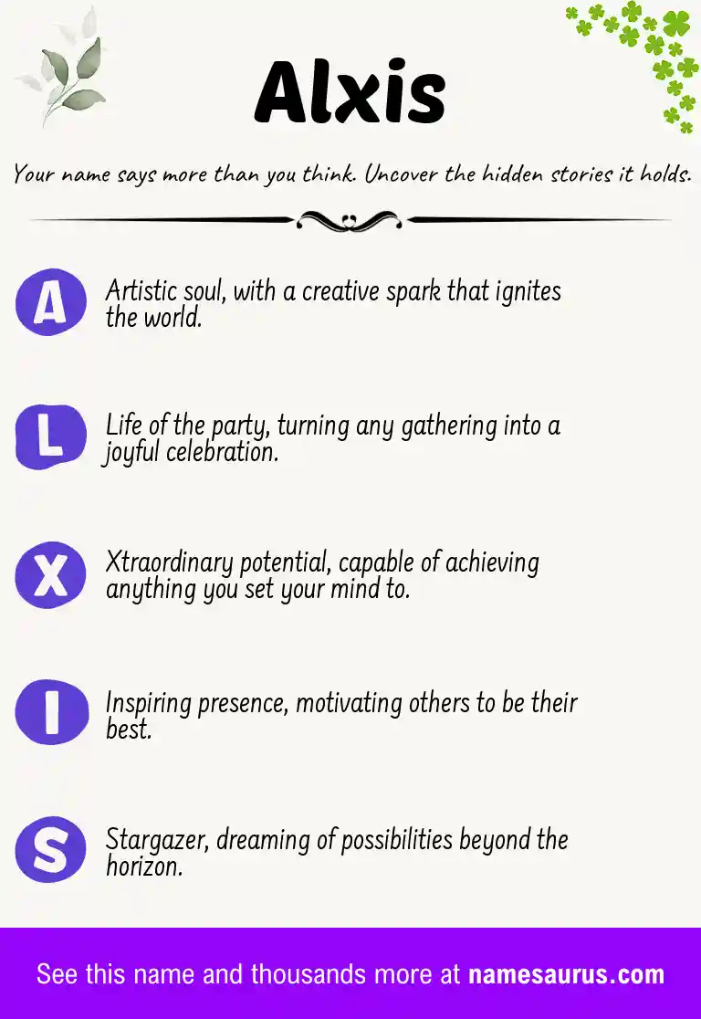 Acrostic poem about Alxis.