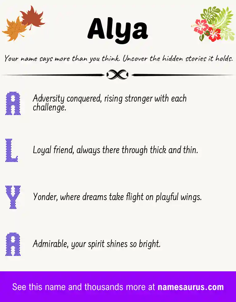 Acrostic poem about Alya.