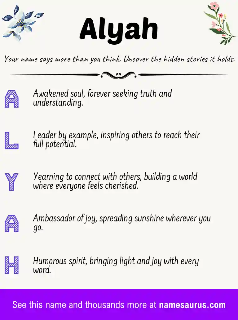 Acrostic poem about Alyah.