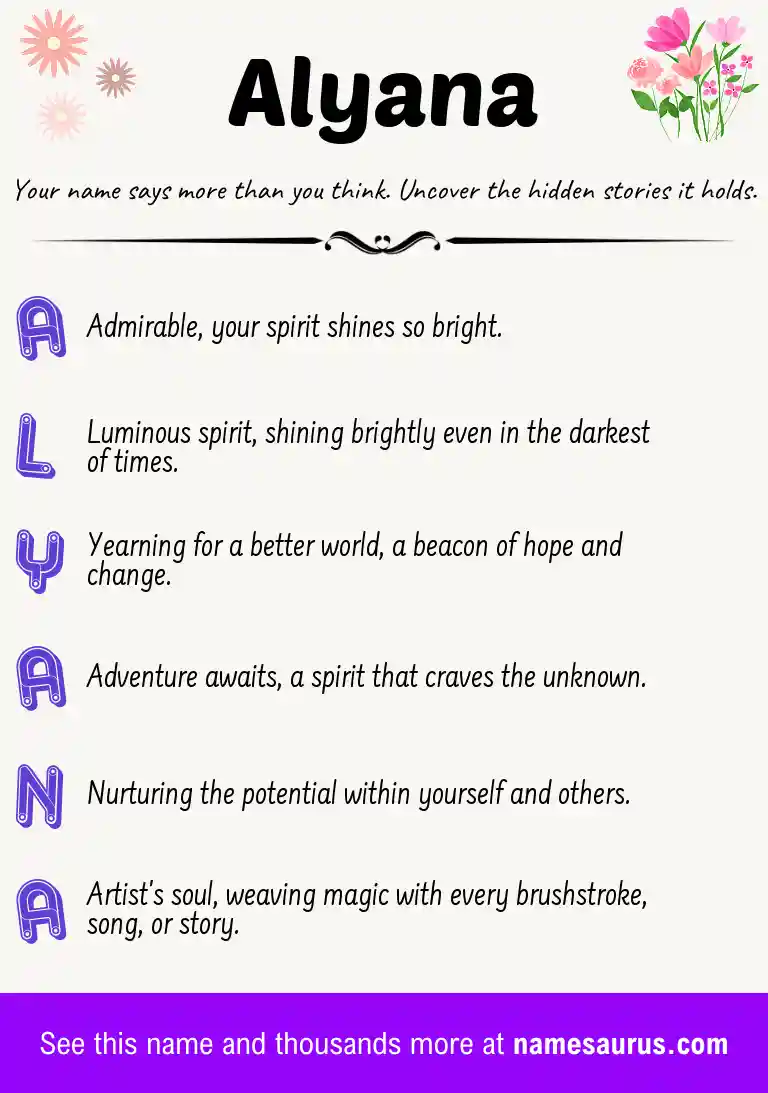 Acrostic poem about Alyana.