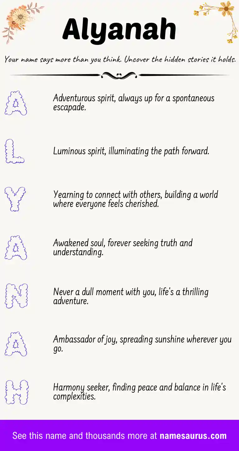 Acrostic poem about Alyanah.