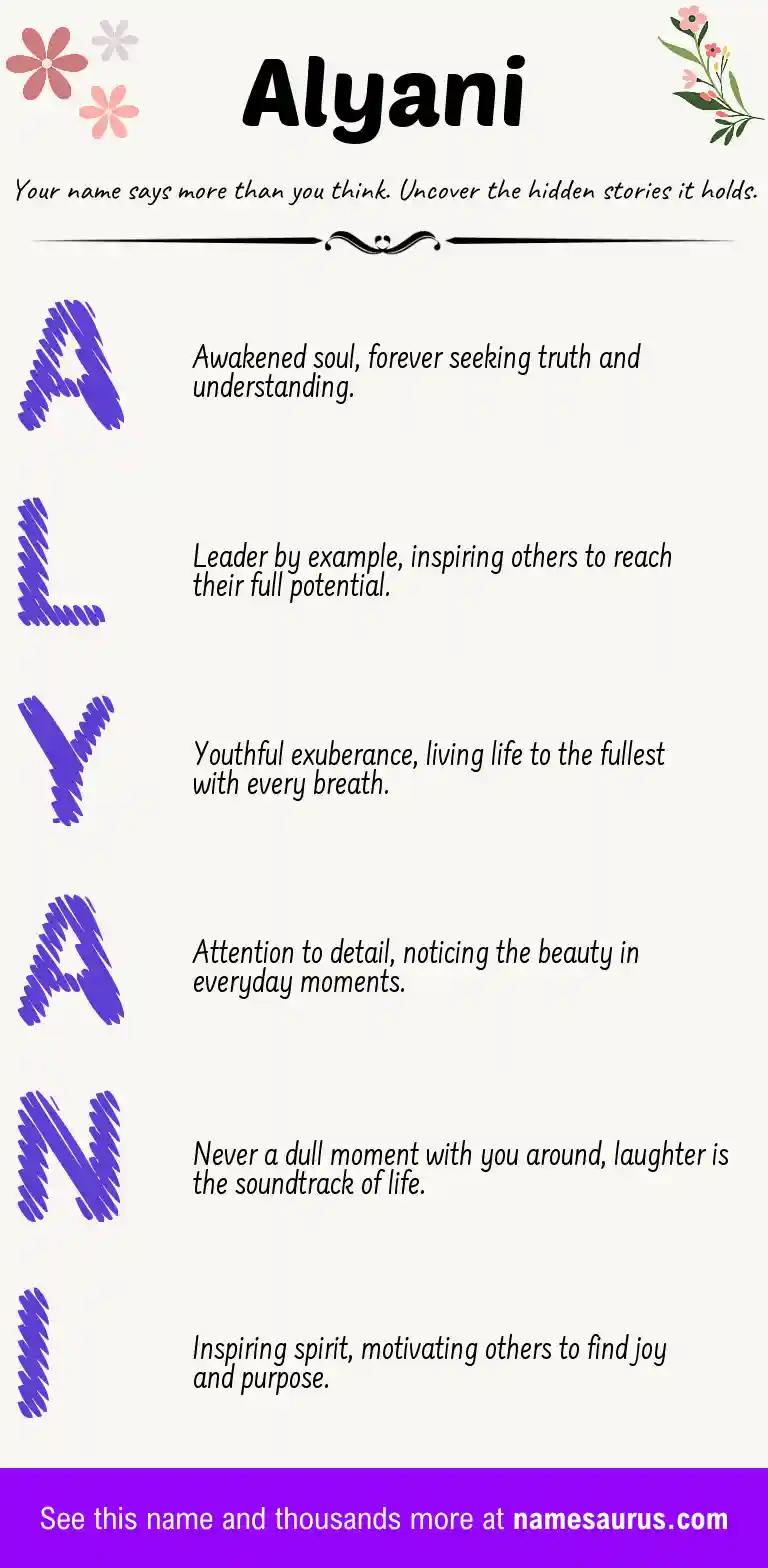 Acrostic poem about Alyani.