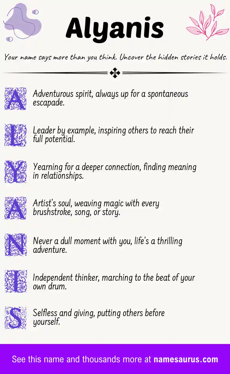 Acrostic poem about Alyanis.